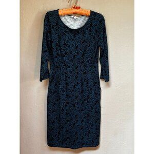 Boden J0074 Women's Boat Neck 3/4 Sleeve Penny Jersey Dress Size 6R Blue Floral